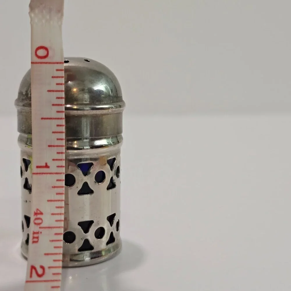 APEX - Vintage EPNS Cobalt Glass Insert Salt Shaker, Single​​ - Picture 6 of 6